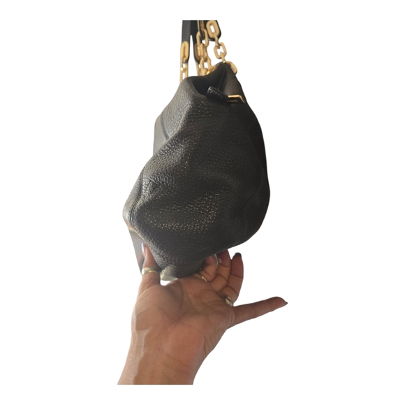 MICHAEL KORS FULTON BLACK PEBBLE LEATHER CHAIN BAG TOTE EXTRA ROOMY EUC - Picture 5 of 16